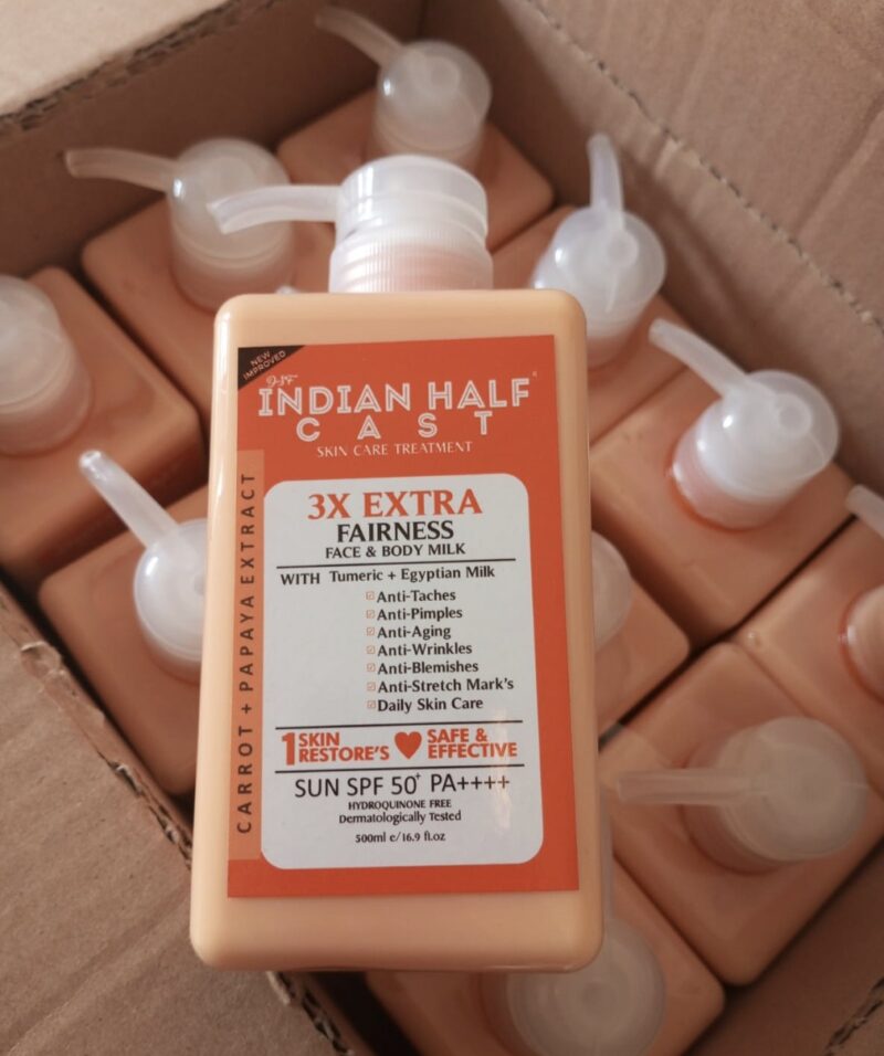 Indian Half Cast 3X Extra Fairness Face & Body Milk, Oil and Face cream
