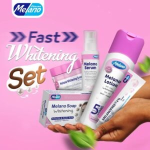 Melano Fast Whitening Set ( lotion, serum, face cream, soap and tube)