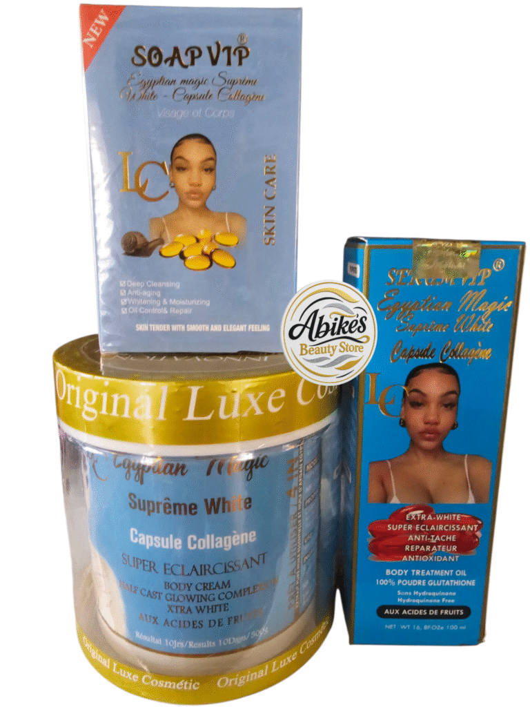 Suprême White Set cream serum soap collagen whitening skincare set for face and body brightening skincare kit