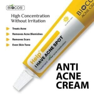 Biocos Anti Acne Cream for Blemishes, Scars & Breakouts – Hydrating Formula with Aloe Vera, Neem, Zinc Oxide & Bitter Gourd – Anti-Inflammatory & Skin Brightening, - 12gm